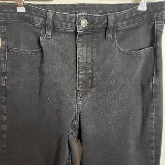 Women's American Eagle Black Jeans, The Dream Jean Style.  Size 10, 4 pockets. - Picture 3 of 8